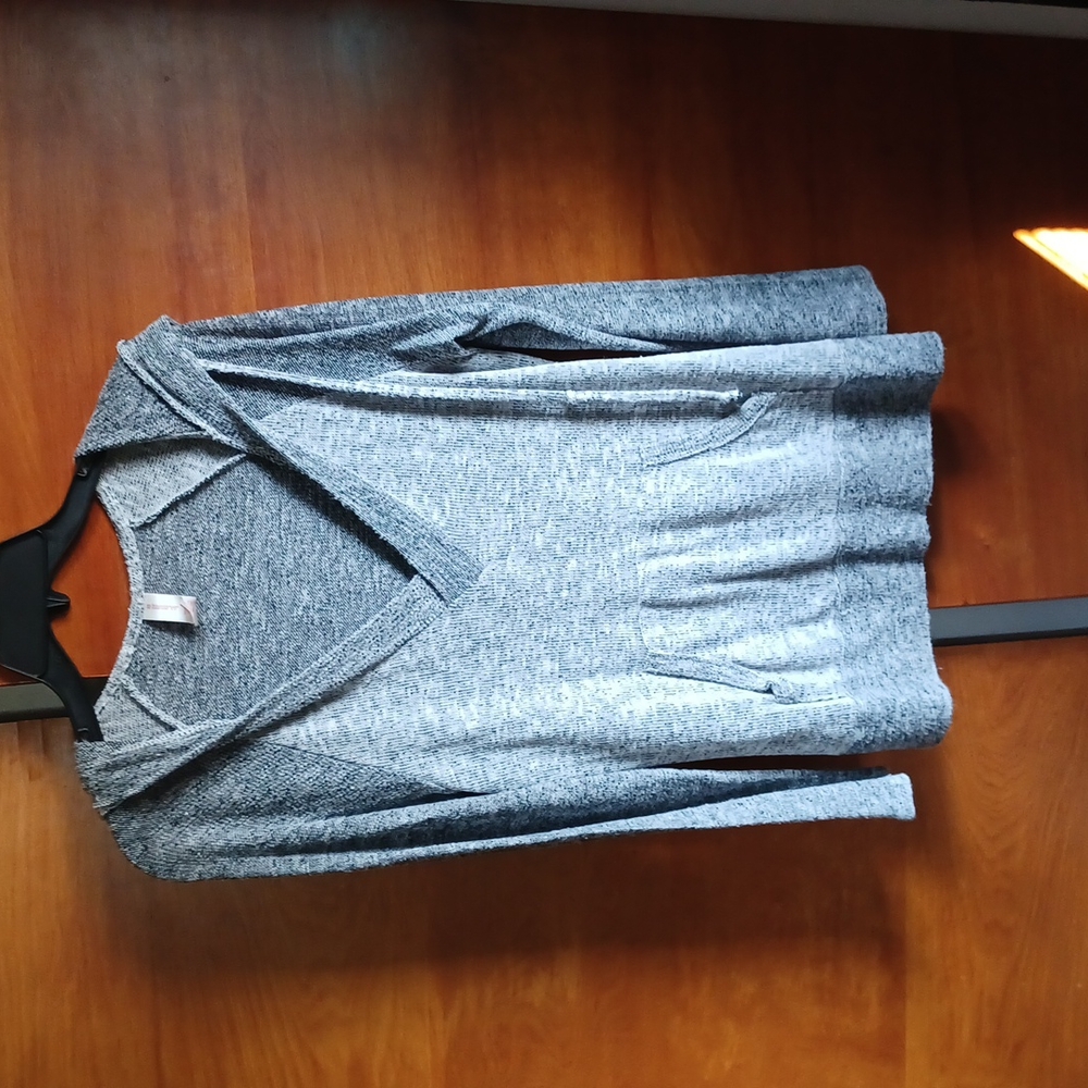 Women's hooded pullover sweater L Heather Grey